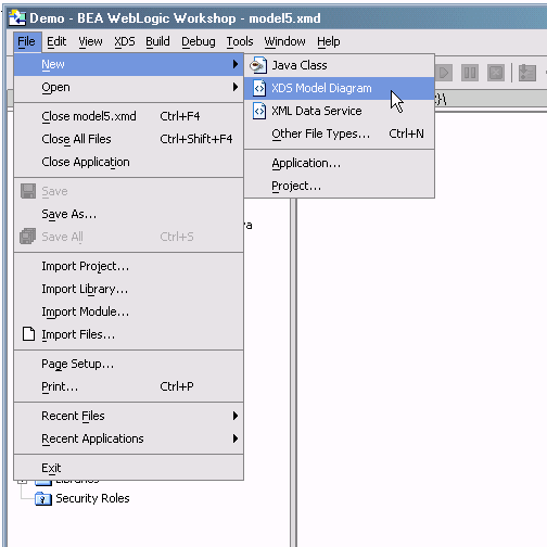 Creating a Data Model Diagram from the File Menu