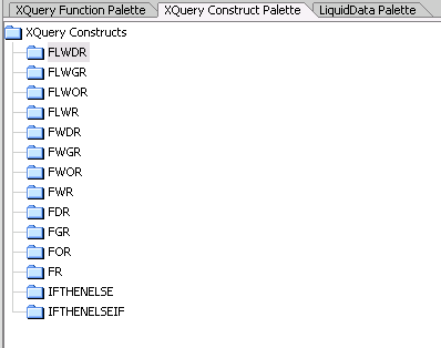 XQuery Constructs Palette 