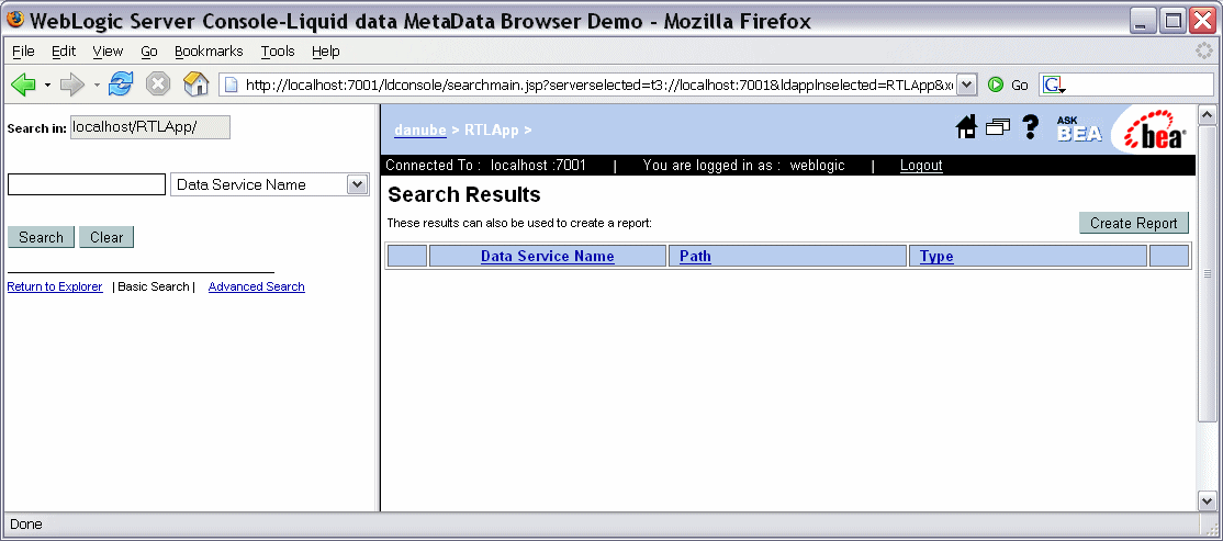 Basic MetaData Browser Search Facility