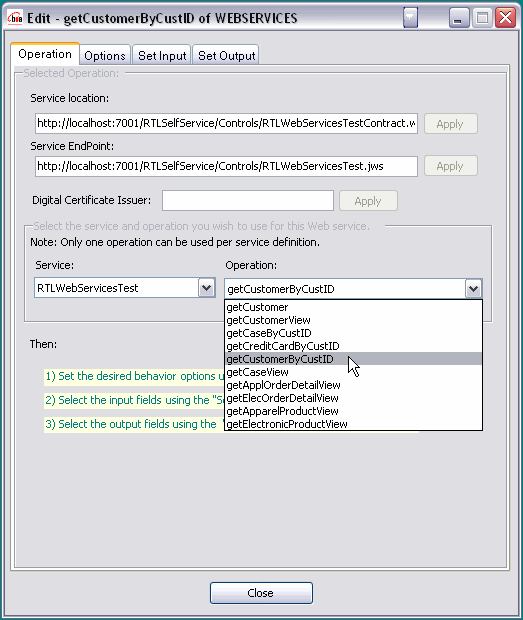 Web Service Operation Editor in Excel Add-in