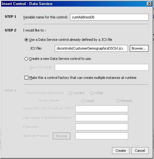 Creating a Data Service Control