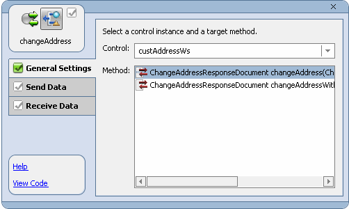 Specifying in the Business Process Input and Output Parameters for a Data Service Control