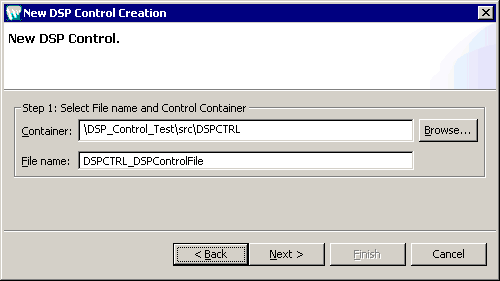 New DSP Control Creation Dialog Box
