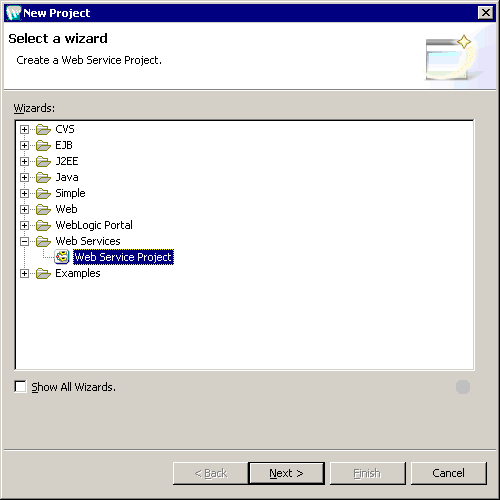 New Project: Select a Wizard Dialog Box