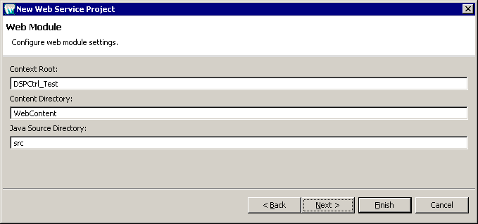New Web Service Project: Web Module Dialog Box