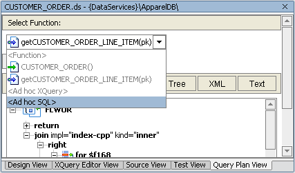 Selecting an Ad Hoc Query Option From Test View