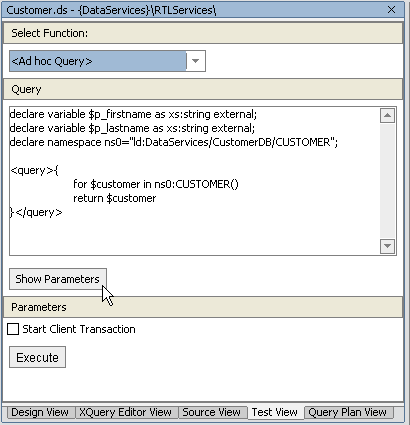 Creating an Ad Hoc XQuery in Test View