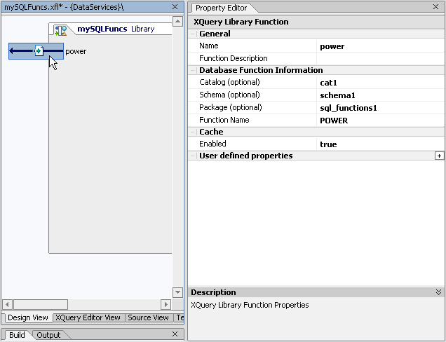XFL Database Function in Design View and Its Associated Property Editor
