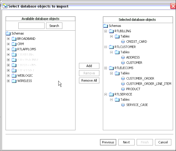 Identifying Database Objects to be Used as Data Services