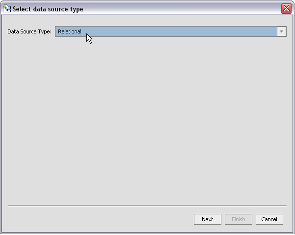 Selecting a Relational Source from the Import Metadata Wizard