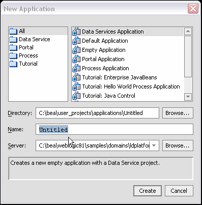 Creating a New AquaLogic Data Services Platform Application