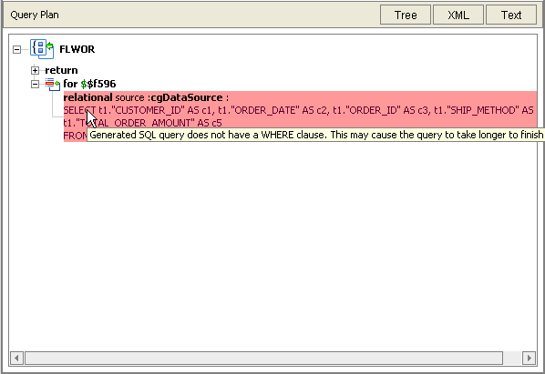 Query Plan Viewer Flagging a For Statement with a Missing Where Clause