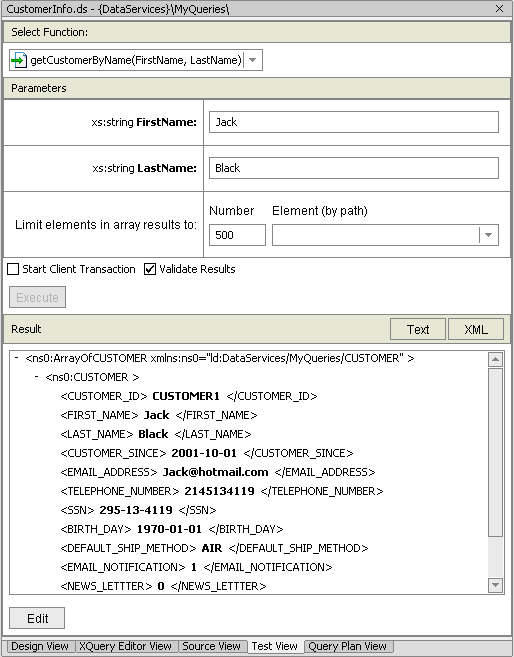 Parameterized Query Results
