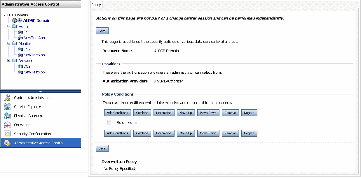 Administrative Access Control Tab