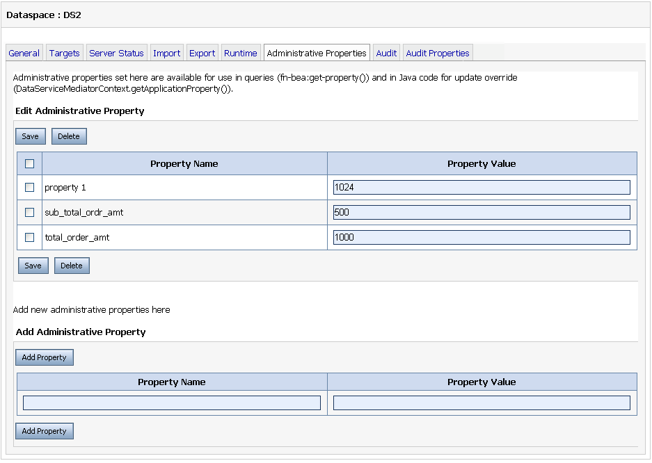 Administrative Properties Tab