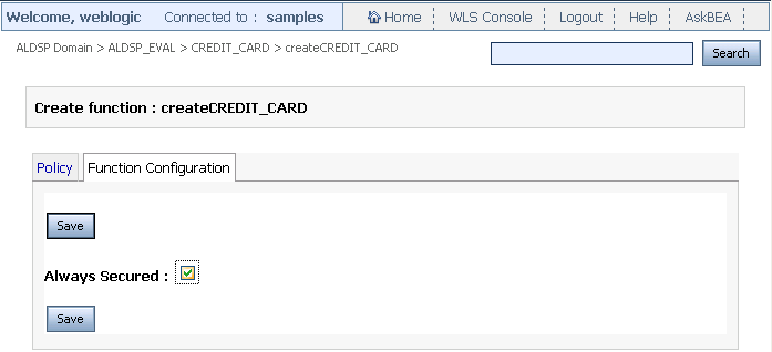 Function Configuration Tab