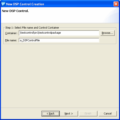 New DSP Control Dialog Box