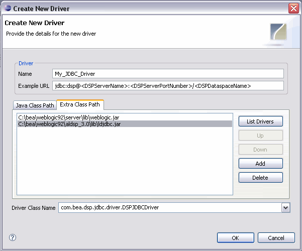 Create New Driver Dialog