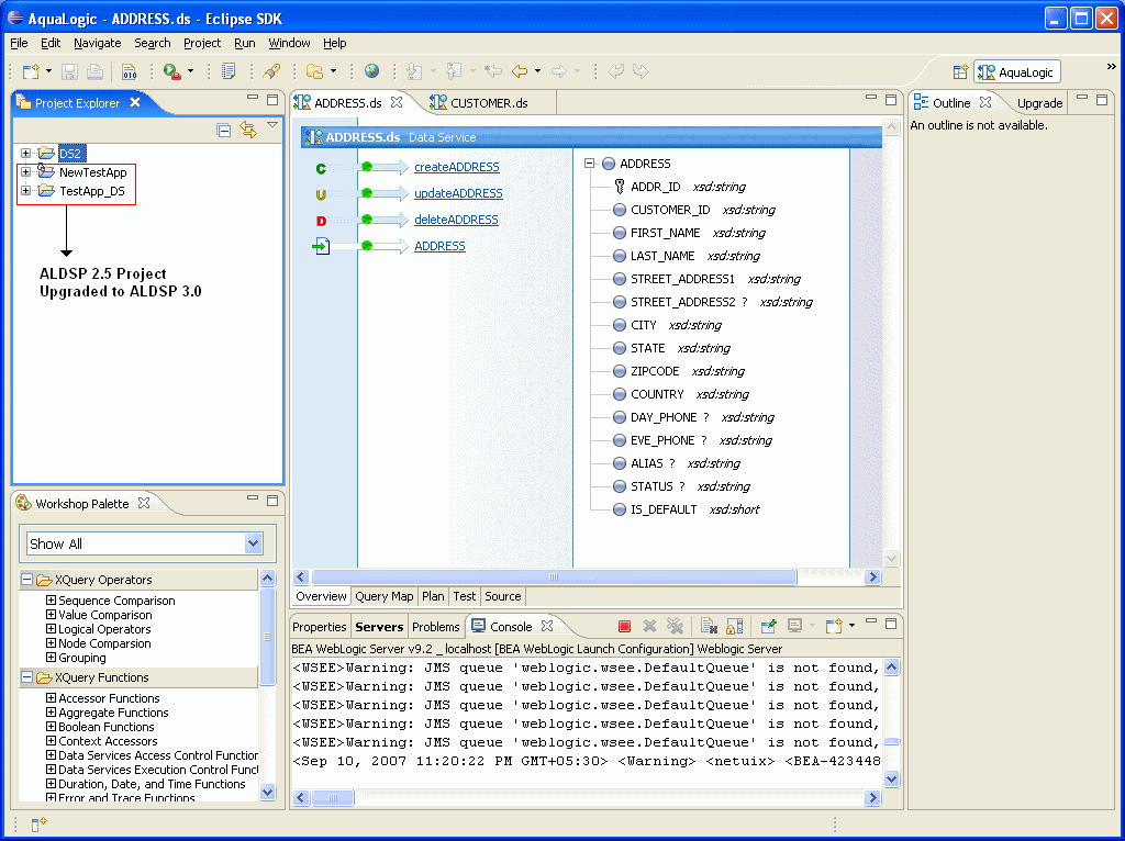 Imported Dataspace in the Eclipse IDE