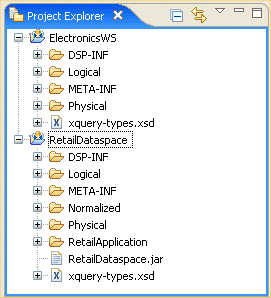 Initial Retail Sample Application Dataspace Project View
