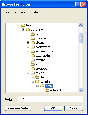 Samples Domain Home Directory Selection Dialog Box
