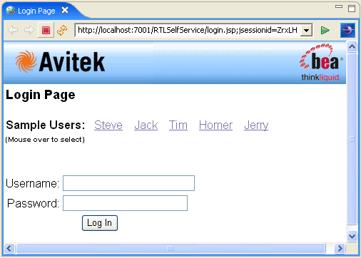 RTLSelfService Application Login Page