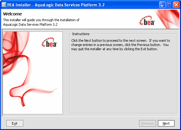 ALDSP Installation Welcome Screen