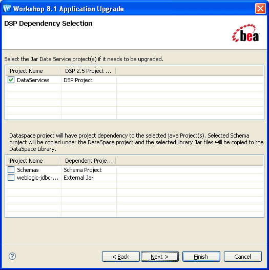 Workshop 8.1 Application Upgrade: DSP Dependency Selection Dialog