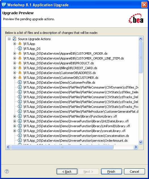 Application Upgrade: Upgrade Preview Dialog