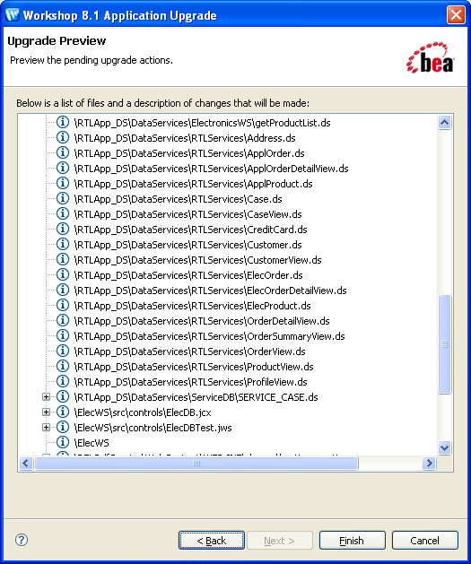 Application Upgrade: Upgrade Preview Dialog
