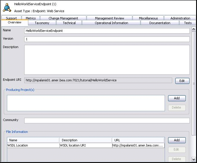 Configure EndPoint:Web Service Asset Type