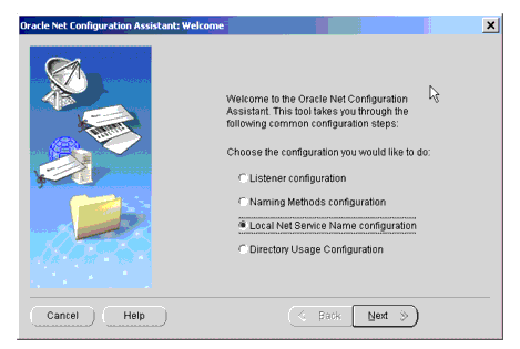 Oracle Net Configuration Assistant: Welcome Page (Oracle 9i) 