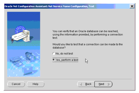 Oracle Net Service Name Configuration Test Page (Oracle 9i)