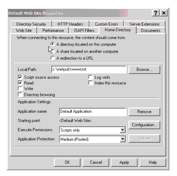 IIS Web Site Home Directory Dialog