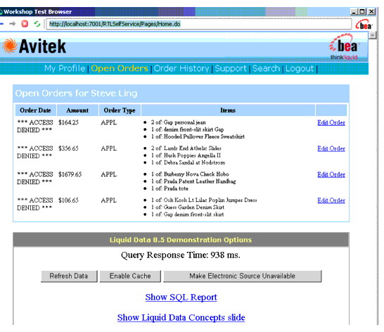Open Orders Page