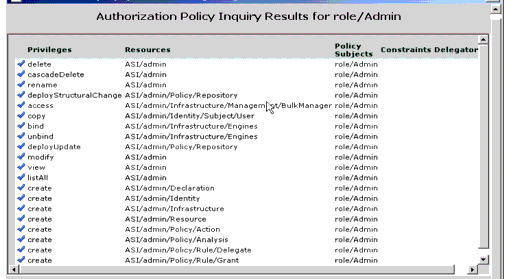 Authorization Policy Inquiry Results Dialog
