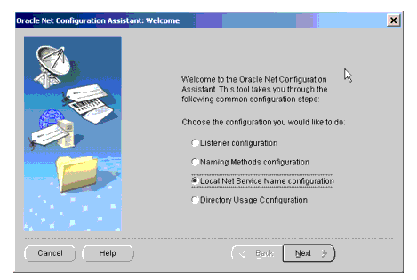 Oracle Net Configuration Assistant: Welcome Page (Oracle 9i) 