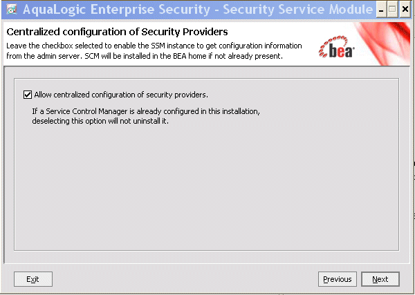 Centralized SSM Configuration Screen