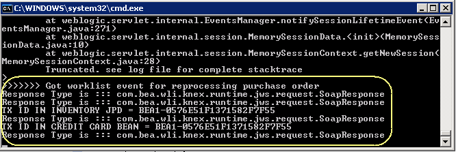 Transaction Completed Message on WLS Console