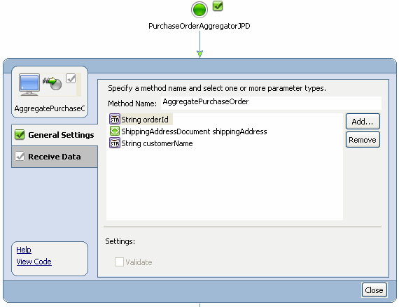 AggregatePurchaseOrde Node - Parameter Values