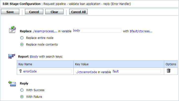 Request Actions for LoanGateway3 Proxy Service 