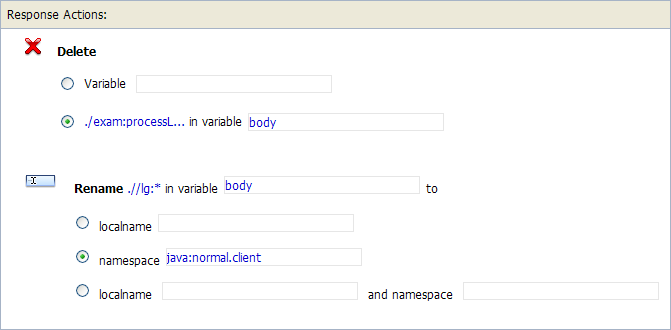 Configuration of Response Actions of Proxy Service
