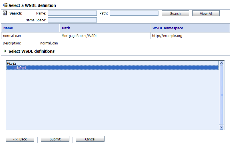 Select WSDL Definition