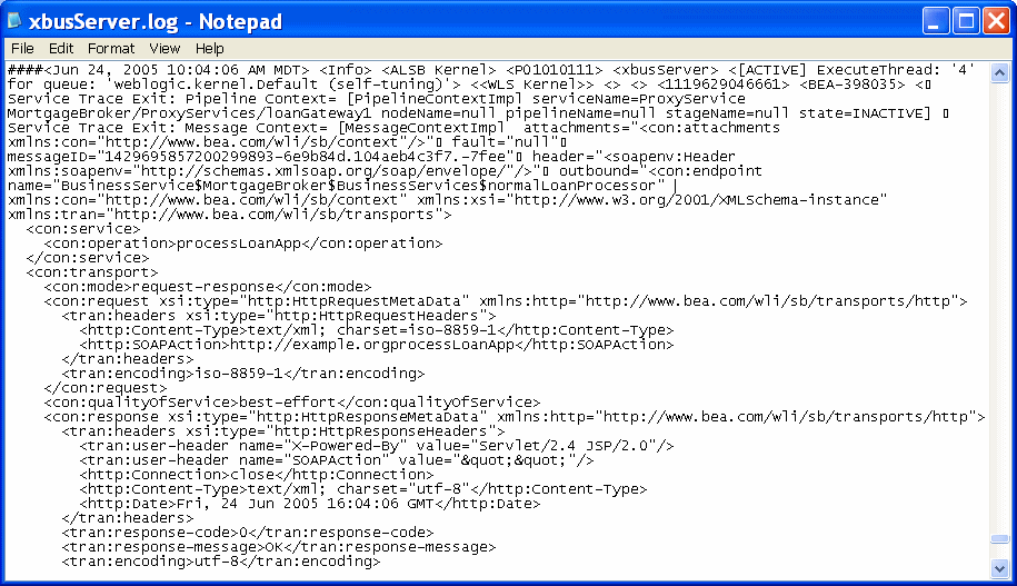 Tracing Log Example