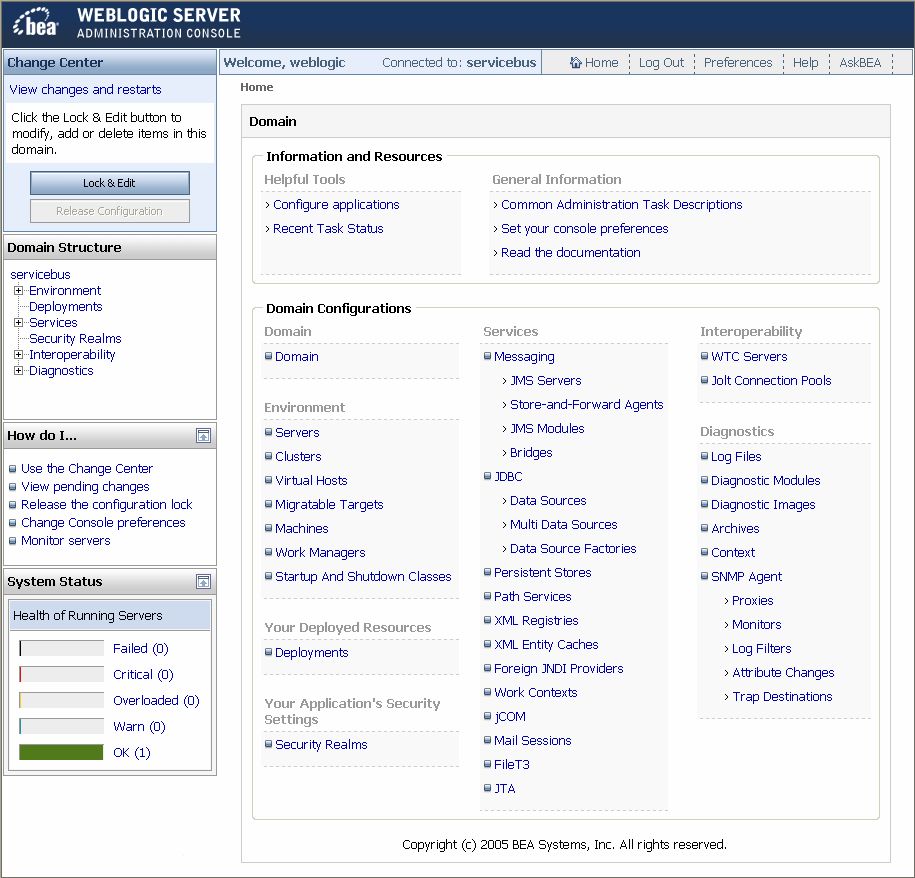 WebLogic Server Administration Console