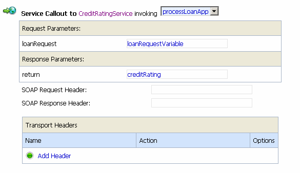 Service Callout Action Parameters for a WSDL-Based Service