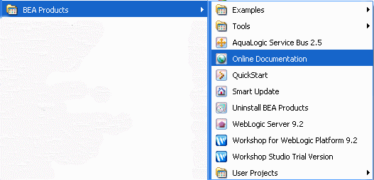 BEA Products Start Menu
