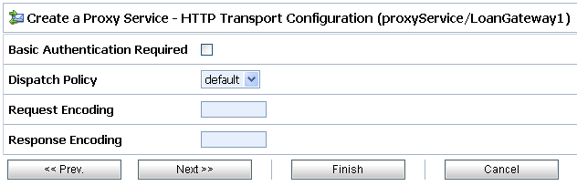 HTTP Transport Configuration of Proxy Service