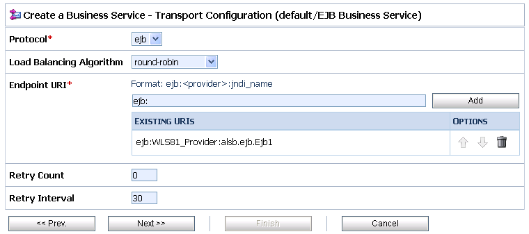 Create a Business Service—Transport Configuration