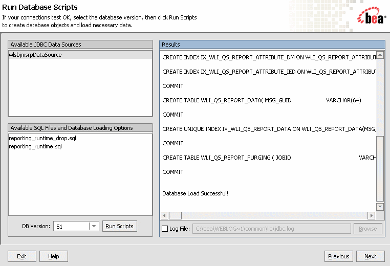 Run Database Scripts in the Configuration Wizard
